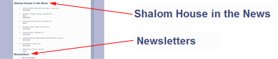 Shalom House News Article and Newsletter Page